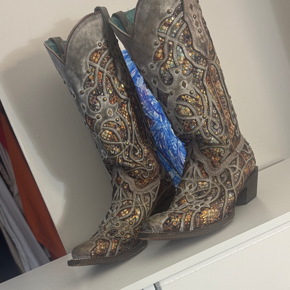 Intricate Embellished Heeled Boots